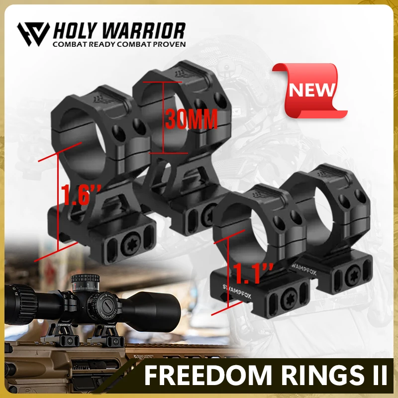 

Swampfox Tactical Freedom Rings II 7075-T6 aluminum 30mm Tube Scope Mount Fits AR-15/M4 1913 Picatinny Rail for Hunting Game