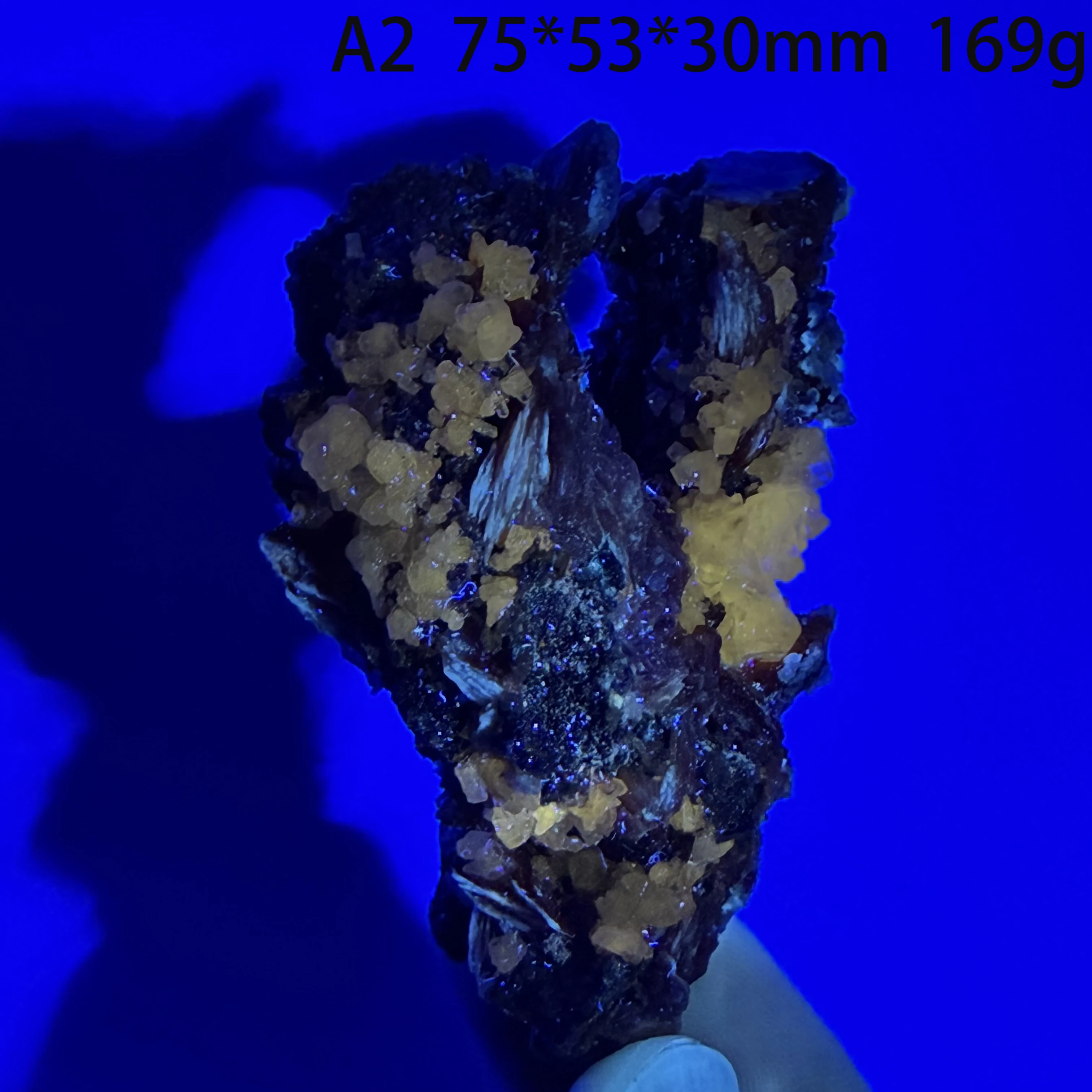 Barite Calcite Cerussite Symbiosis Fluorescent Mineral Specimen Raw Stone Glow UV Lamp Home Geology Collection A2-1-5