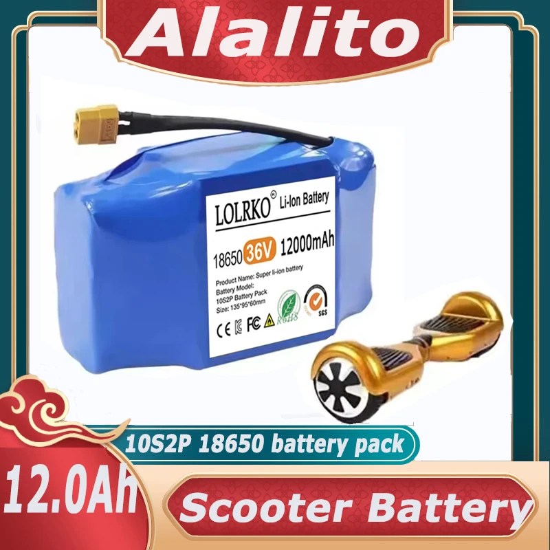 

Genuine 36V 6.0Ah/12Ah 10s2p rechargeable lithium battery pack for self-balancing electric scooters, unicycles, hoverboards