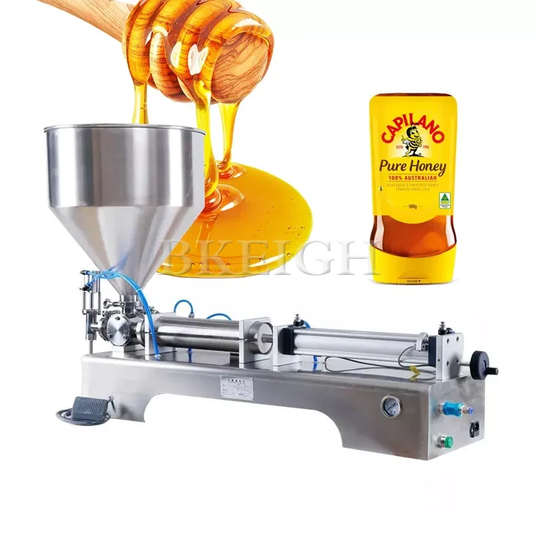 

Desktop Honey Salad Sauce Liquid Piston Bottle Filling Machine, Commercial Chili Sauce Tomato Sauce Pneumatic Packaging Machine