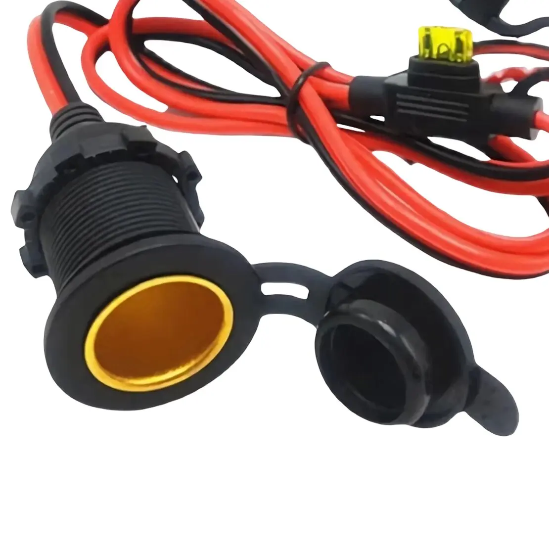 1m Waterproof Power Supply Cigarette Lighter Socket Plug Outlet Extension Cable Adapter with Fuse&Terminal FIT For Motorcycle