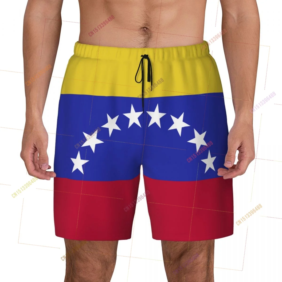 2026 Venezuela Flag Top Print 3D Mens Swimming Trunks Hawaiian Bathing Beach 2 in 1 Quick-Dry Summer Swim Shorts With Pockets
