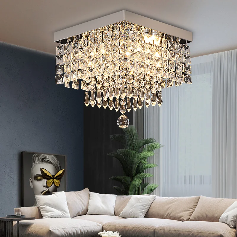 Modern Chandelier Led For Dining Room Stainless Steel K9 Crystal Ceiling Lamp Light Fixture Bedroom Luminaire Hanging Lamps Led