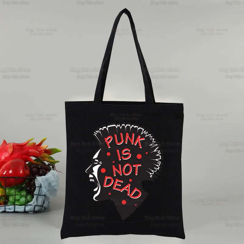 Punks Not Dead Rock borsa a tracolla in tela ad alta capacità Tote Bag estetica borse per la spesa borse in cotone borsa per libri per ragazze