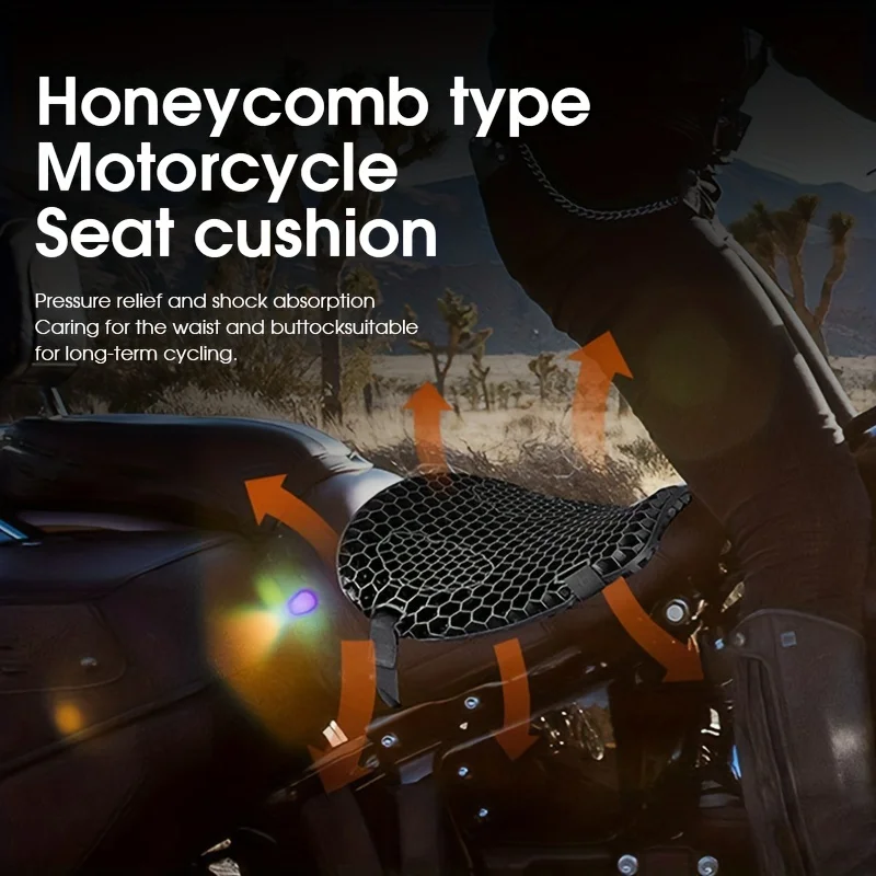 Motorcycle Seat Cushion 3D Honeycomb Mesh Motorbike Seat Pad Breathable Quick-drying Motorbike Shock Absorbing Relief Cushions - Image 3