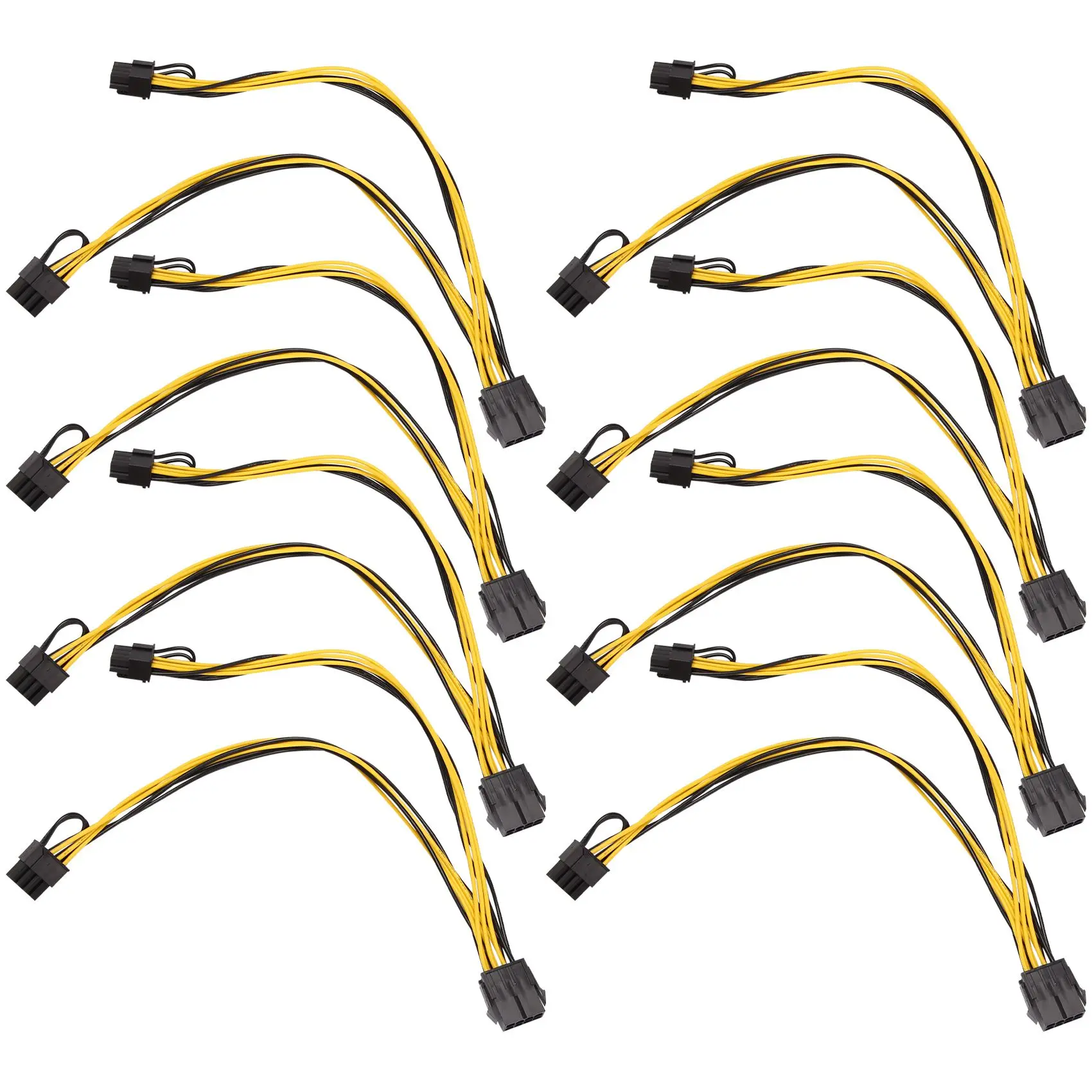 8Pcs 8 Pin PCI-E to 2 PCI-E 8 (6+2) Pin Power Cable, Splitter PCI Express Graphics Card Connector GPU Power Cable