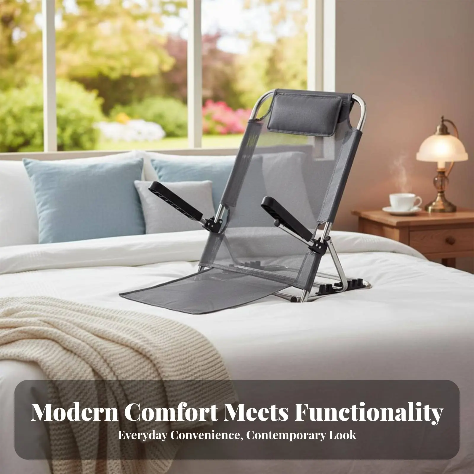 調節可能なベッドラウンジャー（アームレスト付き）折りたたみ式デザイン、調節可能なフロアラウンジャー、持ち運び可能、脊椎サポート、多角度調整可能