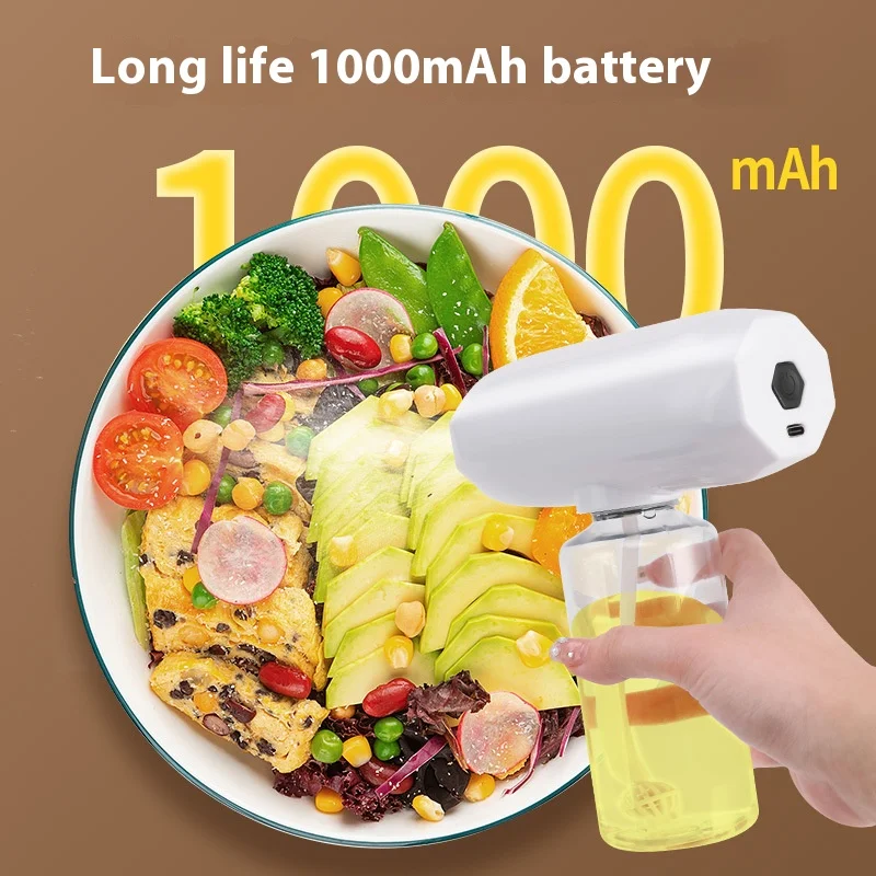 Electric Oil Spray Bottle 300Ml Glass Cooking Oil Dispensers Olive Oil Butters Sprayers for Kitchen Air Fryer Bbq Salad Baking