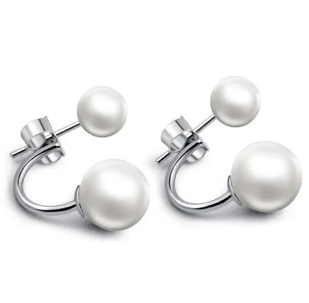 925 Sterling Silver AAA 6-7mm 8-9mm Natural South Sea pearl Exquisite Pearl Earrings