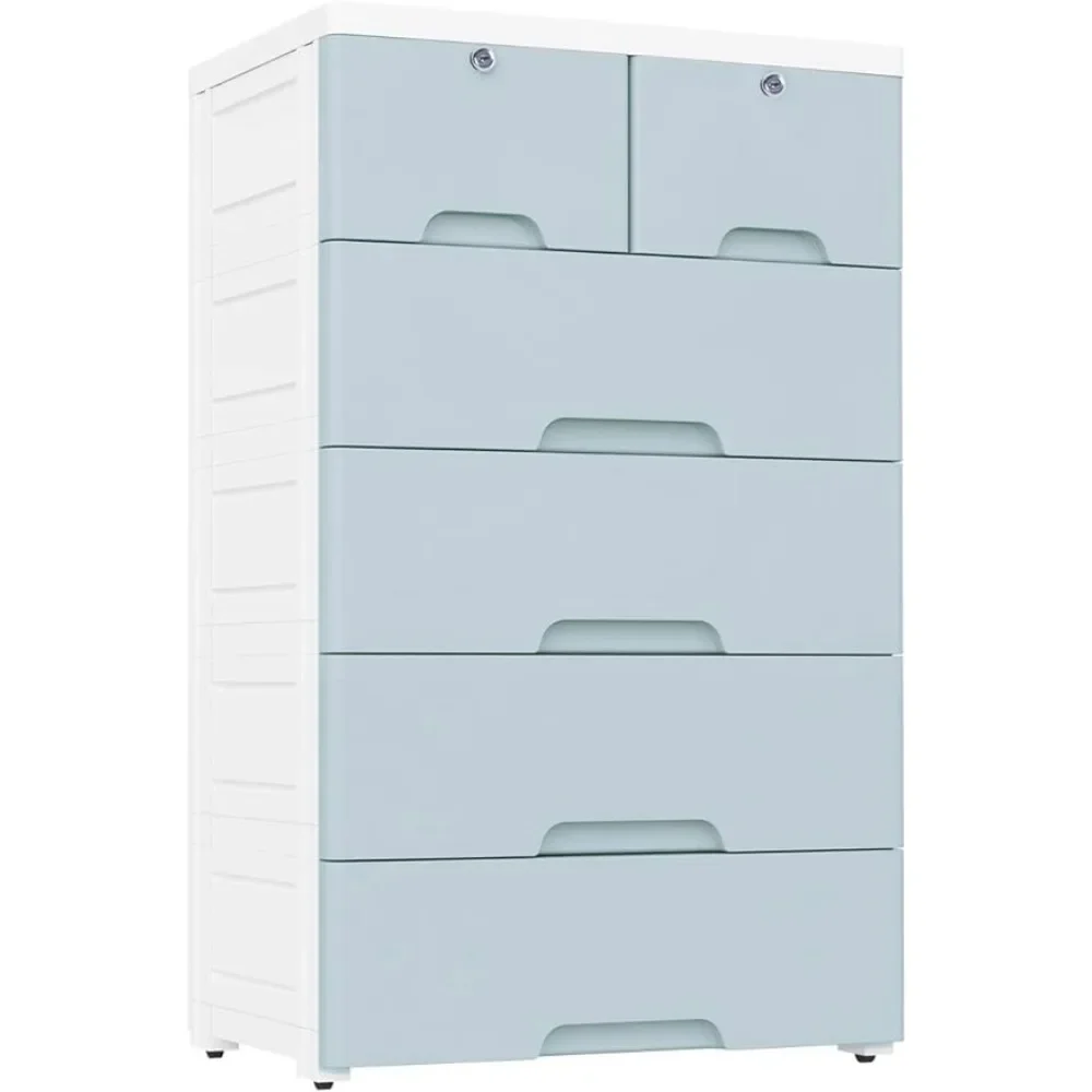 Storage Cabinet With 6 Drawers Bookshelf Playroom Furniture for Tv Stand Plastic Drawers Dresser Blue-Grey Freight Free Shelf