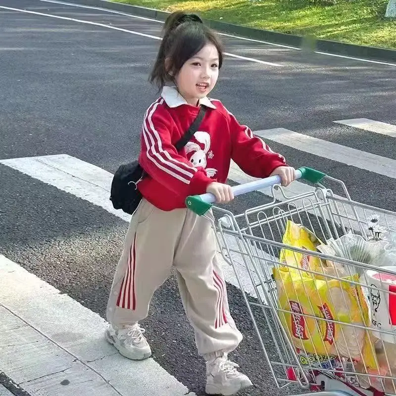 

Spring and Autumn Girls' Clothing Set New Children's Sports and Leisure Sweater+Pants Two Piece Set Kids Outfits