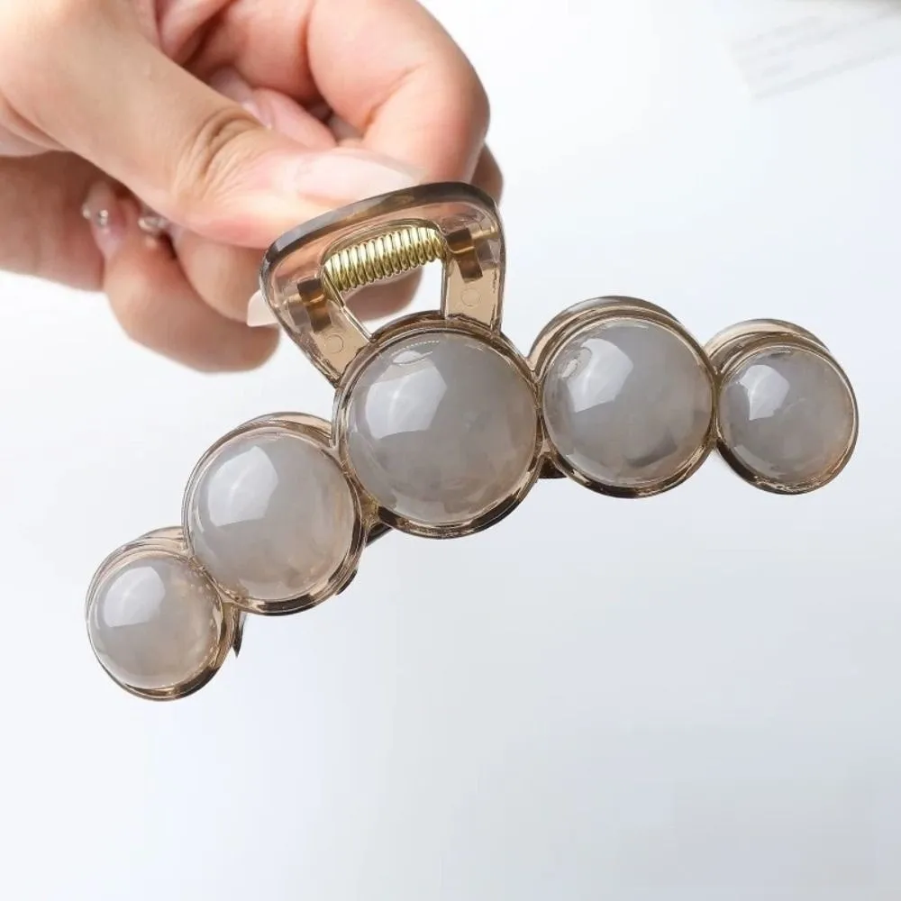 Retro Beaded Hair Claw Gradient Beaded Daily Styling Tool Geometric Hair Clip Ponytail Holder Shark Clip