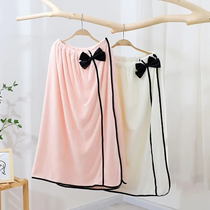 Women's Coral Fleece Bathrobe & Tube Top Hood Set Super Soft Absorbent Microfiber Anti-Shedding Bath Wrap for Spa Home