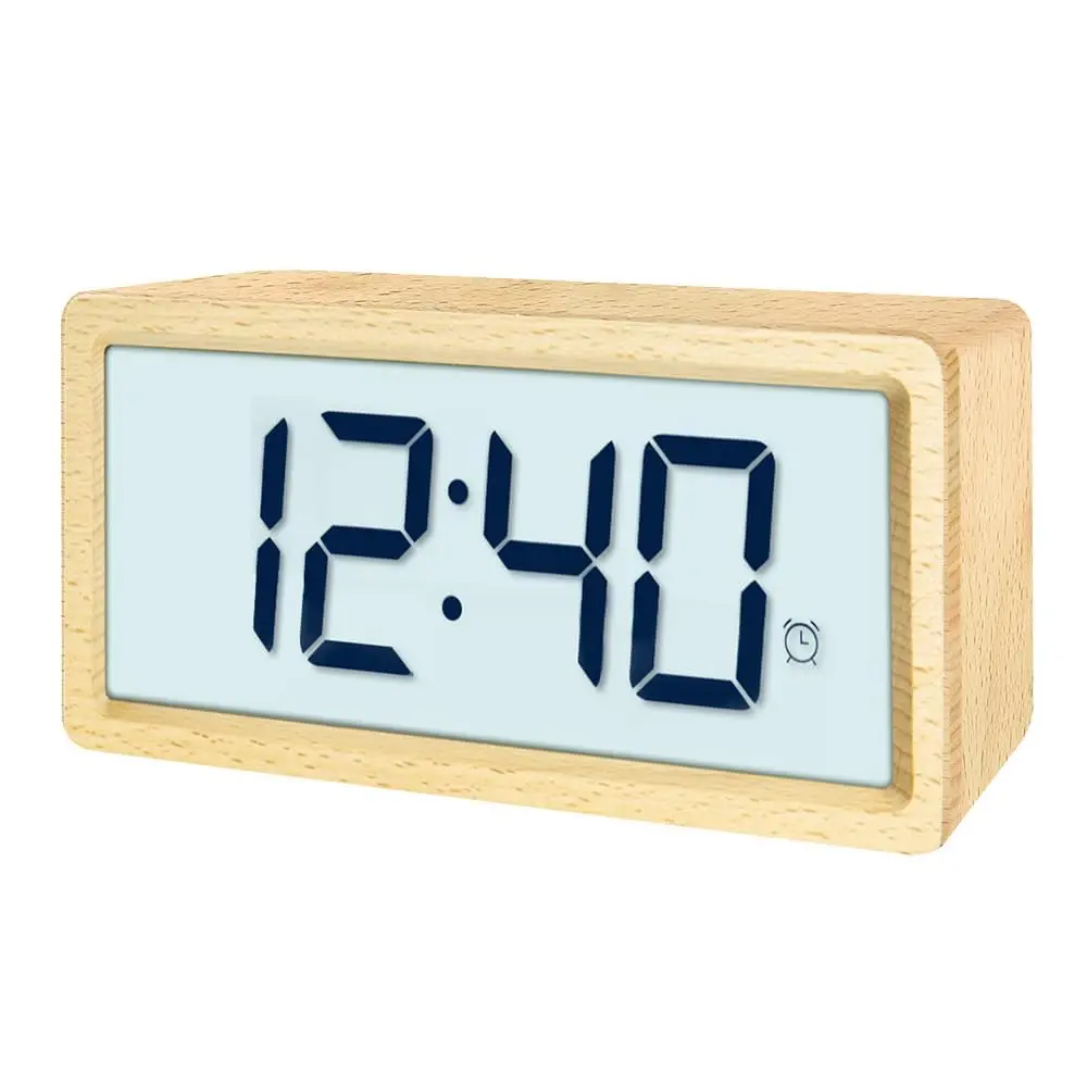 Wooden Digital Battery Operated Alarm Clocks for Bedrooms, Customized