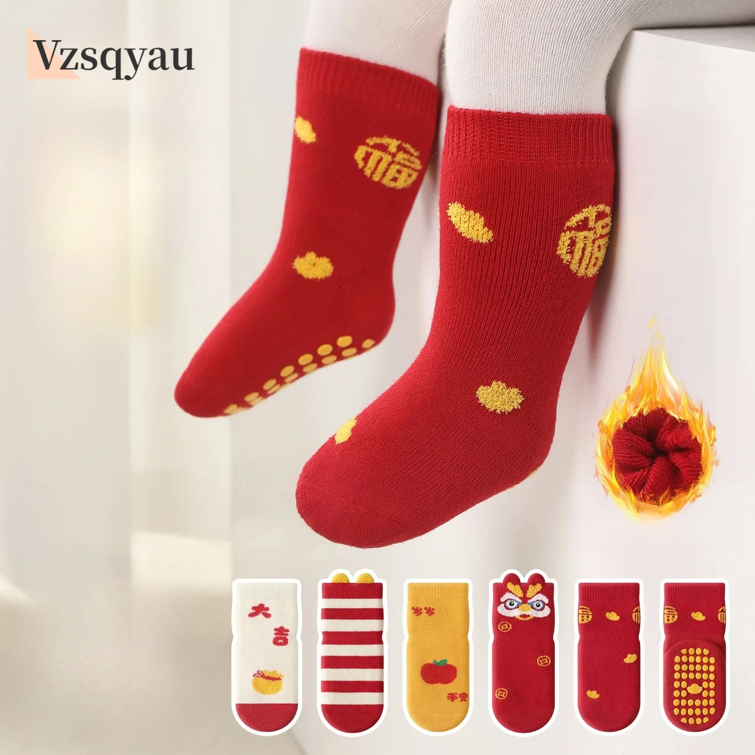 5Pairs Baby Socks Autumn Winter Fleece Lined Thickened Mid-Calf Non-Slip newborn kids Floor Socks Leg Warmers Baby Clothing Gift
