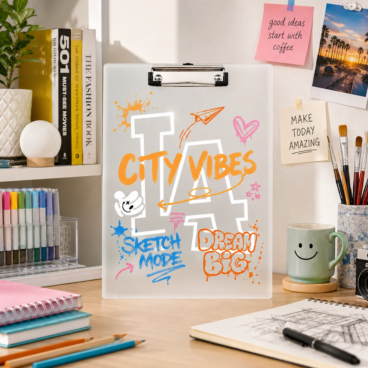 Porte-documents personnalisé en acrylique, porte-documents personnalisé, tableau d'écriture transparent de 2 mm avec pince métallique pour bureau, école, formulaires, dossiers