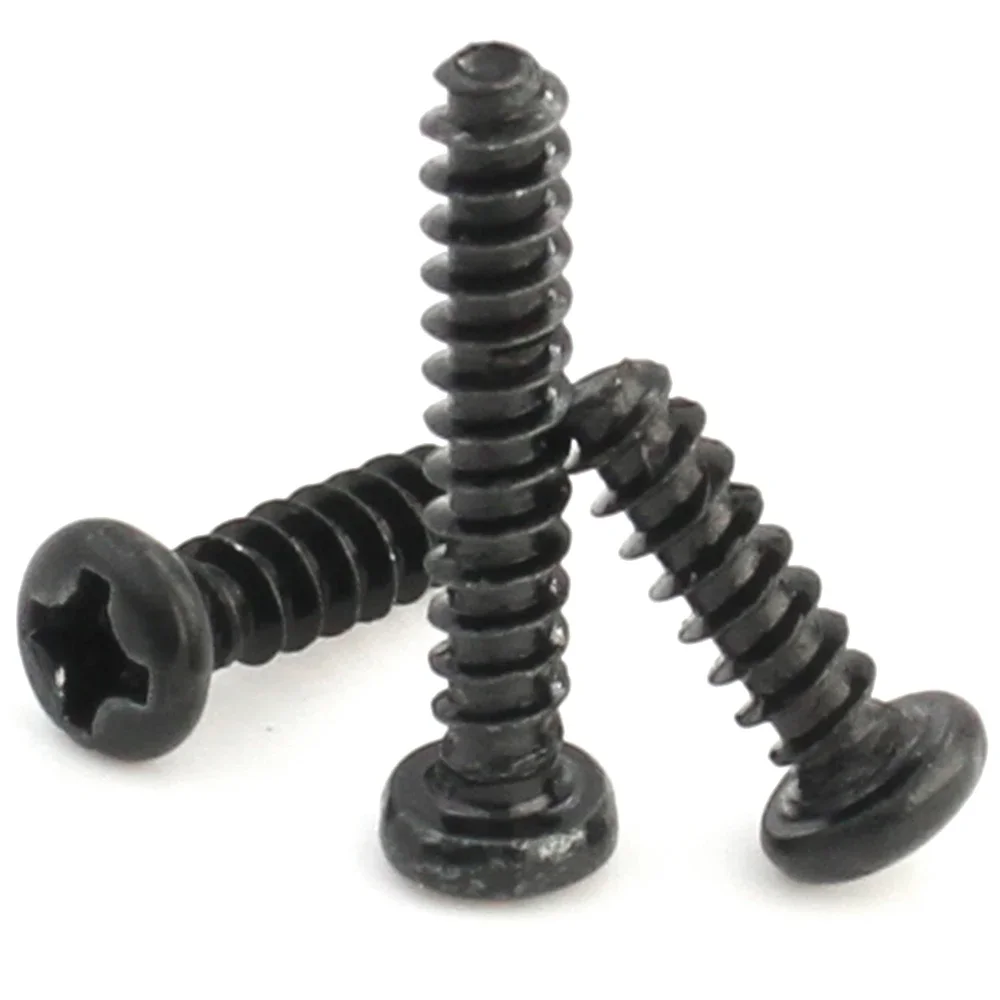 50pcs Mini Phillips Round Head Flat Head Tapping Screws Phillips Pan Head Flat Head Small Bolts Nickel Plating/Black Zinc