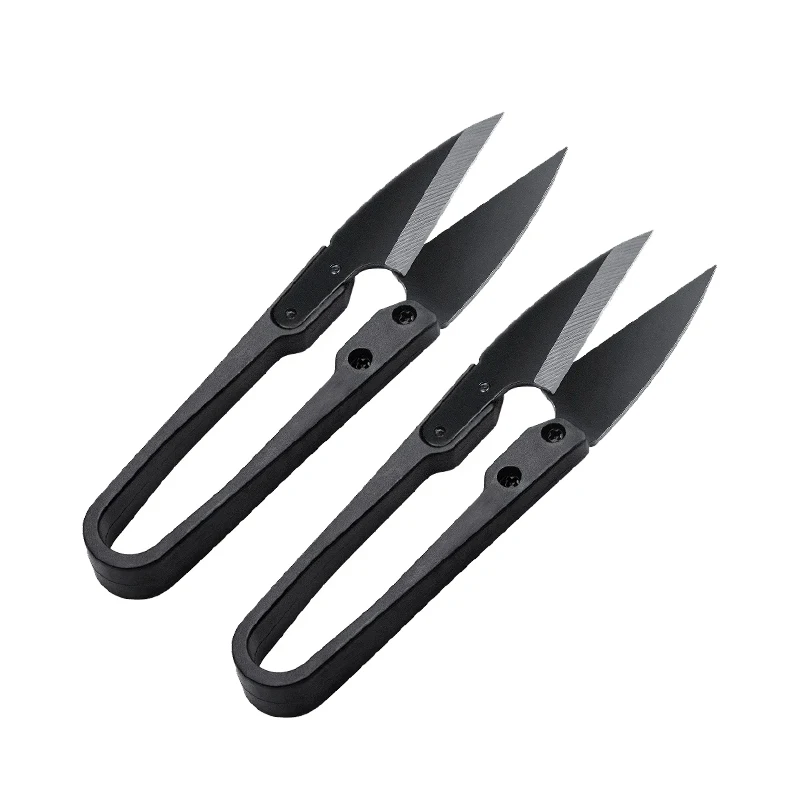 

1/2 шт. U-образные эластичные ножницы из нержавеющей стали, черные ножницы для шитья из углеродистой стали для одежды и ниток
