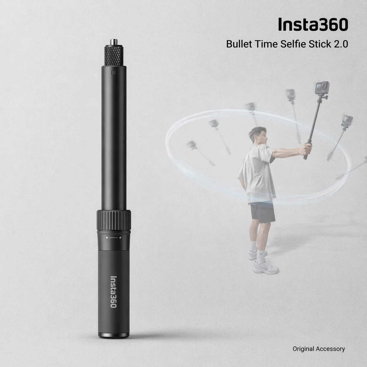 

Селфи-палка Insta360 Bullet Time 2.0, 65 см ° 75 ° 90 ° Регулируемое вращение, невидимая ручка-держатель 2-в-1 для X5 X4 Air