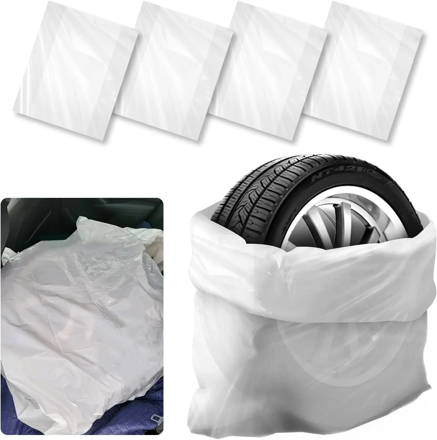 1/5/10pcs Tire Covers, Disposable Plastic Tire Bags for Storage and Transportation, Waterproof and Dustproof Wheel Covers, Univ