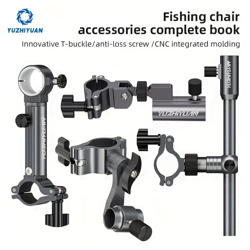 Hands-Free Aluminum Alloy Multi-Mount: Rotating Fishing Gear Holder with Adjustable Clamp for Rods, Bait Trays, Nets & Umbrellas