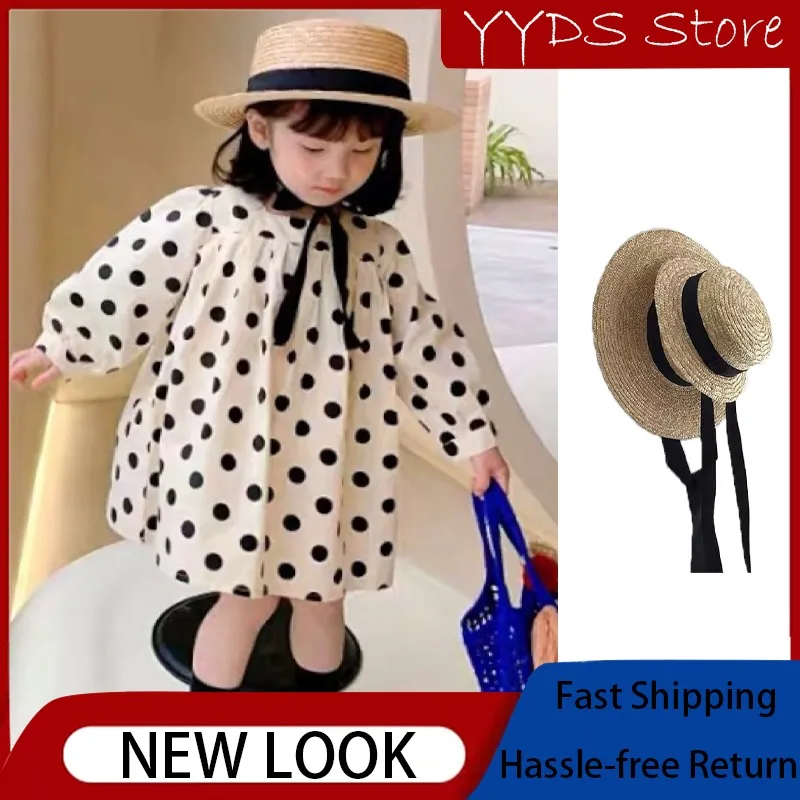 Korean Style Children's Beach Hat with Tie Belt  Straw Hat for Boys Girls and Parent-child  Ideal for Sun and Outdoor Activities