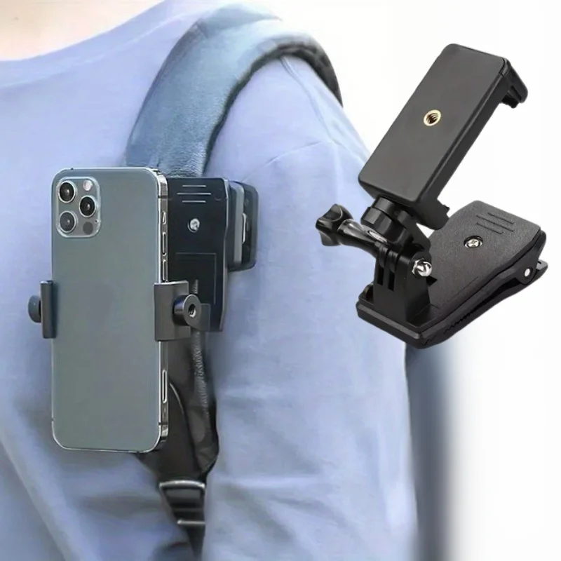 1/2pcs Black Backpack Phone Clip Cycling And Hiking Recording Accessories Multifunctional Portable Phone Holder