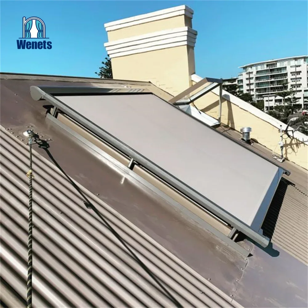 Conservatory Skylight Awning with Aluminum Alloy Frame Electric Retractable Shutter Awning System for Home & Hotel Use