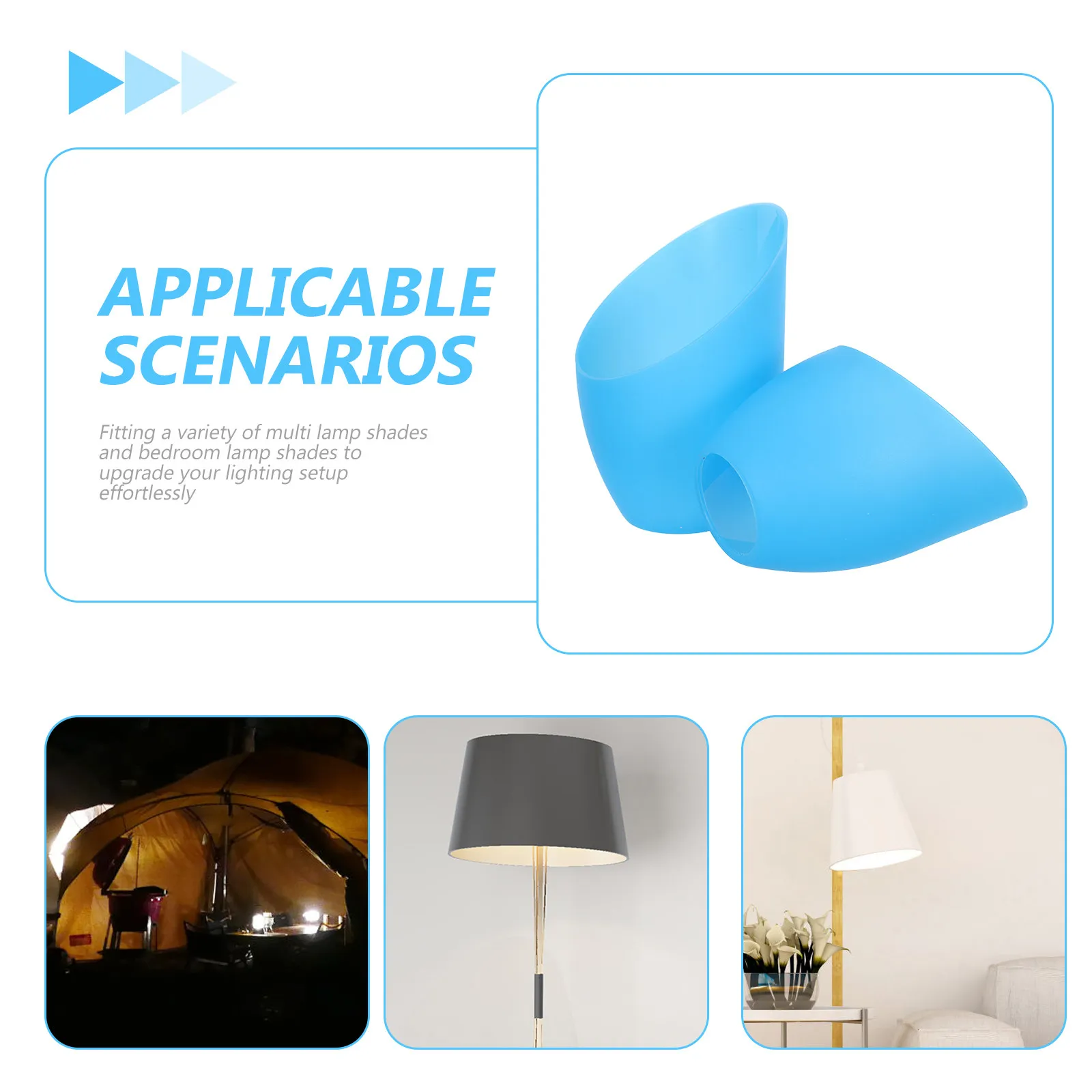 2Pcs Plastic Horseshoe Lampshade Replacement Angled Lamp Shade Small Inclined Blue Cover for Multi-Head Table Floor Pendant