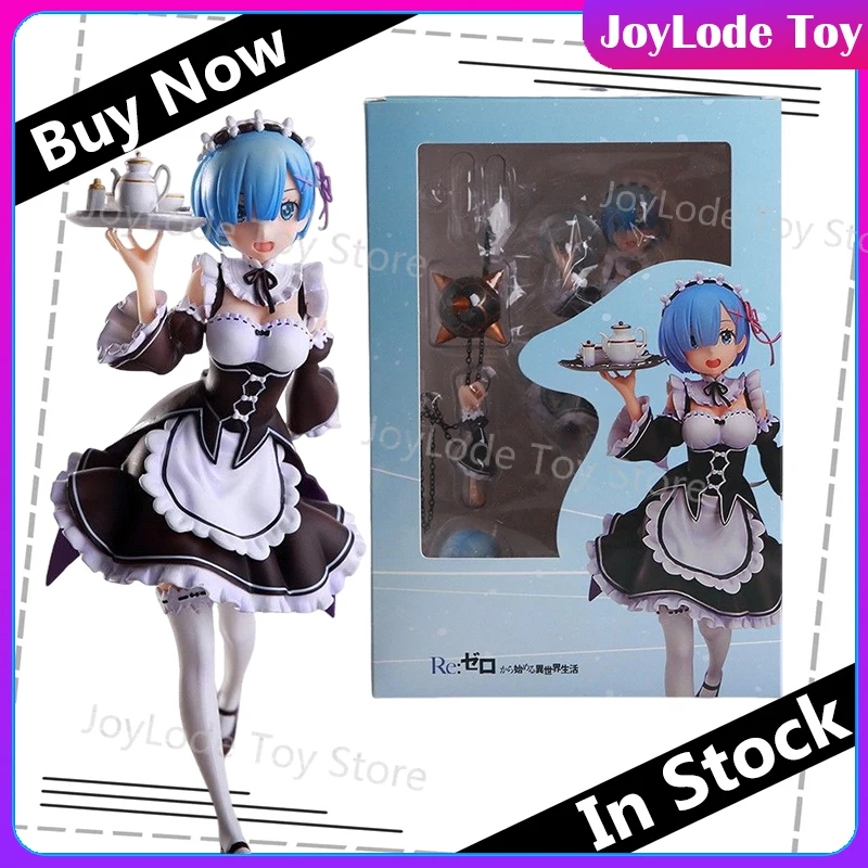 

In Stock 22CM Re:Life in A Different World From Zero Anime Figures Rem Figure Maid Outfit PVC Statue Collection Model Toys Gift