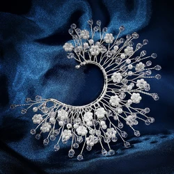 Gold Color Butterfly Elf Ear Cuff  Earrings for Women Ear Clips Non-piercing Pearl Crystal Earrings Bridal Wedding Accessories