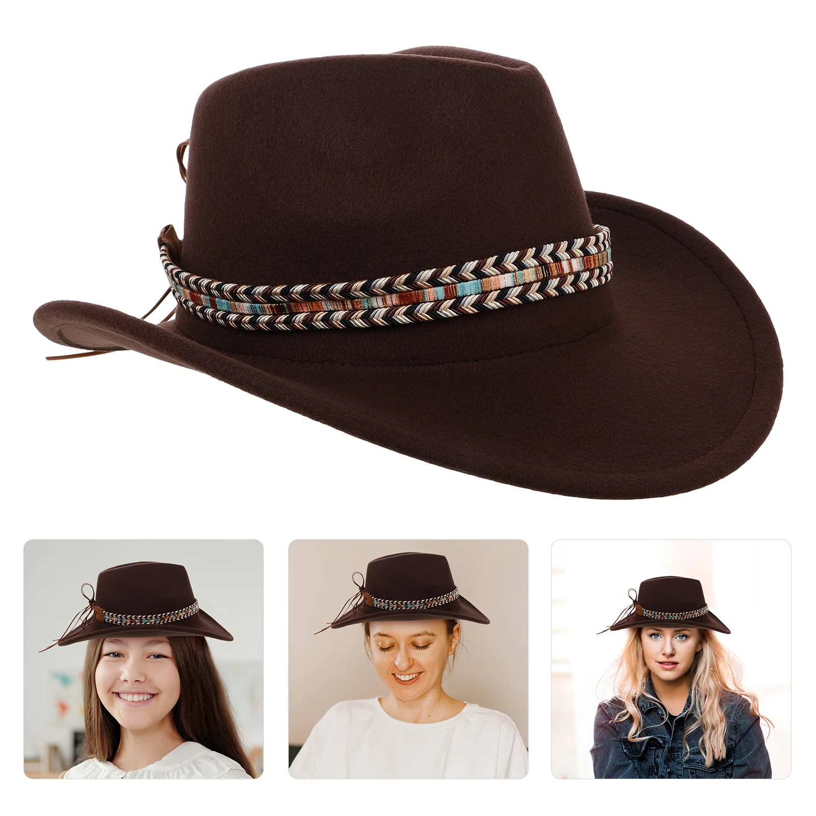 

Unisex Rolled Brim Cowboy Hat Western Style Fedora Classic Design Comfortable Breathable for Men Women Cow Boy Hat