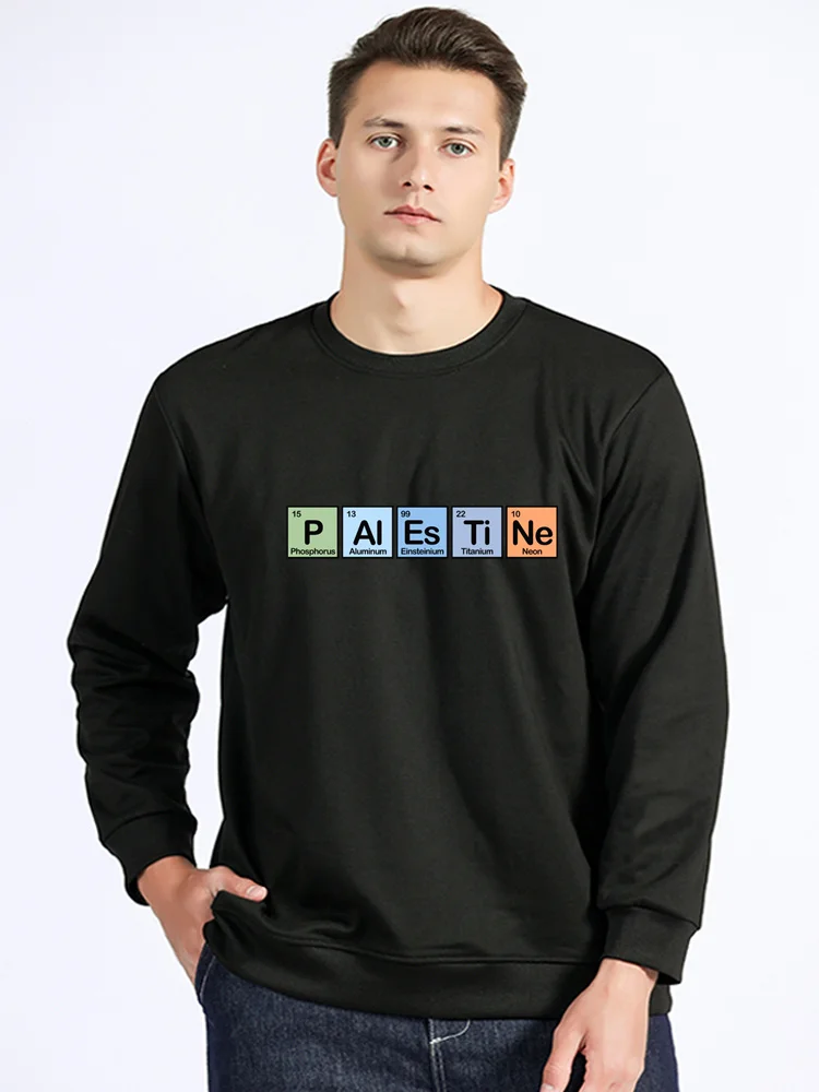 Trendy Palestine Made Of Elements Men Cotton Hoodie Pullover Sweatshirts Gaza Palestinian Fashion Unisex Sweater