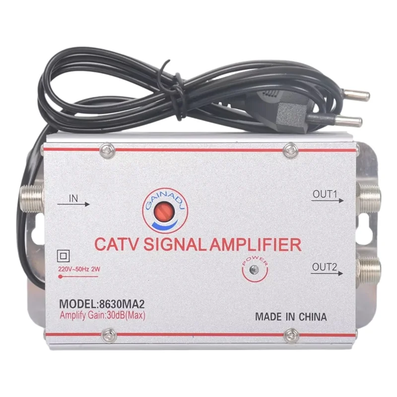 ABUO-Home TV Equipment 8630MA2 30Db Cable TV Splitter Amplifier Digital TV Antenna Signal Booster 45Mhz To 860Mhz EU Plug