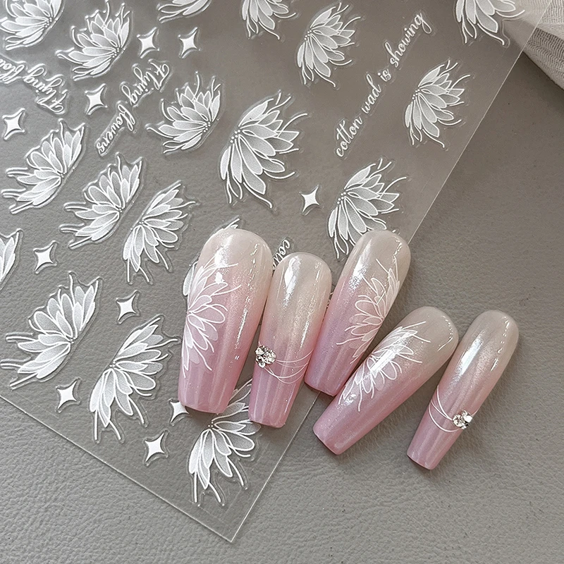 Tianyi Butterfly Flower Nail Adesivos, Quatro Estrelas Exquisite, Estilo Luxo Leve, Flat com Decorações de unhas adesivas