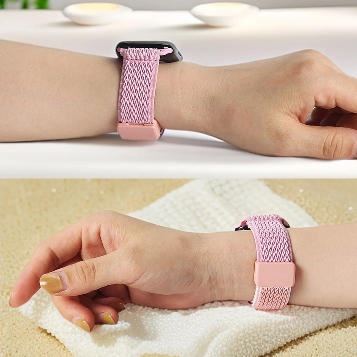 Wave Nylon Stretchy Loop For Apple Watch Band 38mm40mm41mm 42mm44mm45mm for Girls Boy,Short WatchBand Magnetic Strap for Student