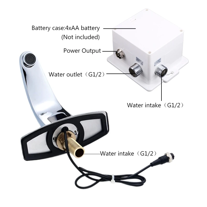Grifo lavabo sin contacto con infrarrojo, grifo agua manos libres para baño, grifo automático para fregadero y