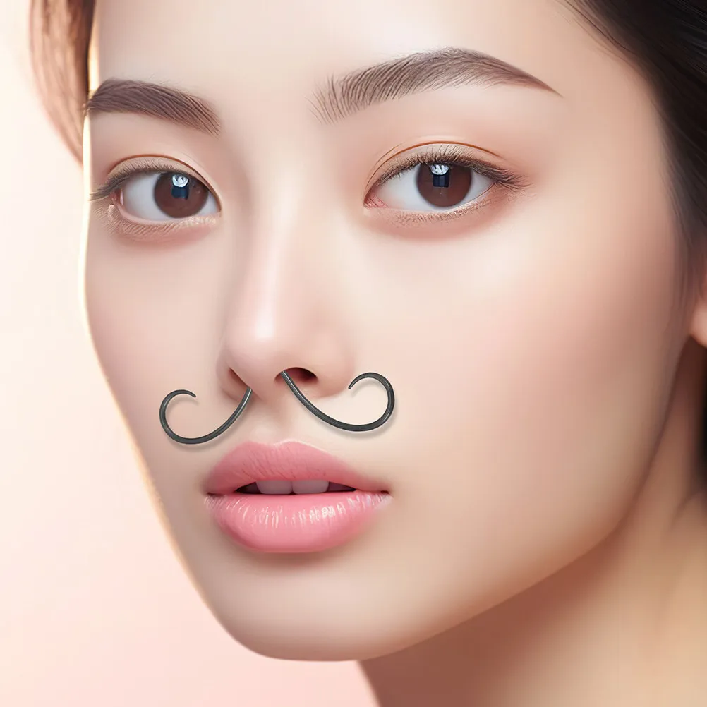 6Pcs Mustache Septum Rings Stainless Steel Nose Jewelry Unique Body Piercing Accessories Unisex Septum Hangers