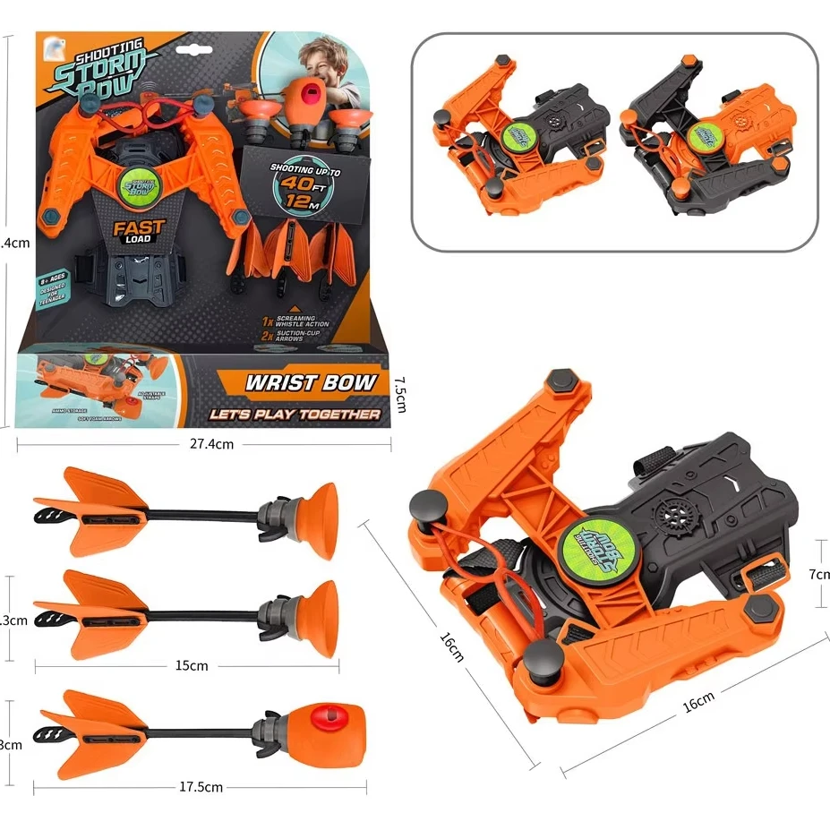 Wrist Bow Toy Shooting Storm Bow with Suction Cup Arrows Safe Soft Arrow Fast Load Outdoor Indoor Shooting Game Toy for Boys Gif