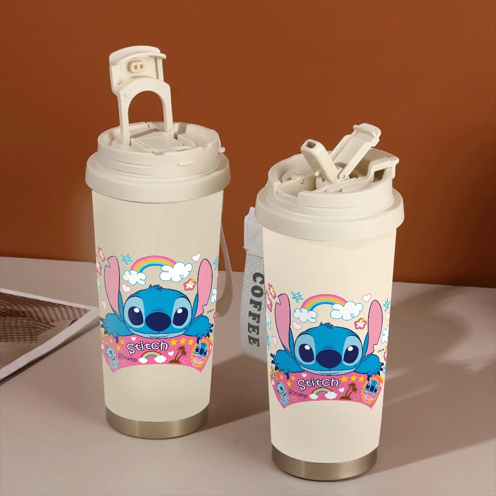 

Lilo Stitch Portable Coffee Cup Portable Hildren Adults Pattern Water Cup Stitch Series Anime Kawaii School Portable Handle