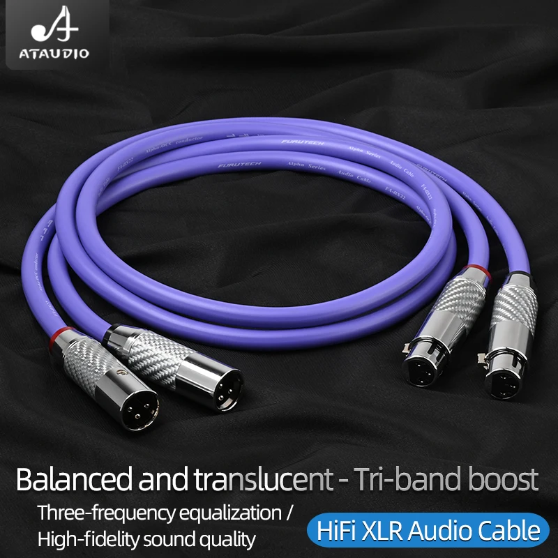 ATAUDIO HiFi XLR Balance Cable for DAC Amplifier Hi-end 7N OCC with Rhodium-plated Adpater XLR Male to XLR Male Jack Audio Cable
