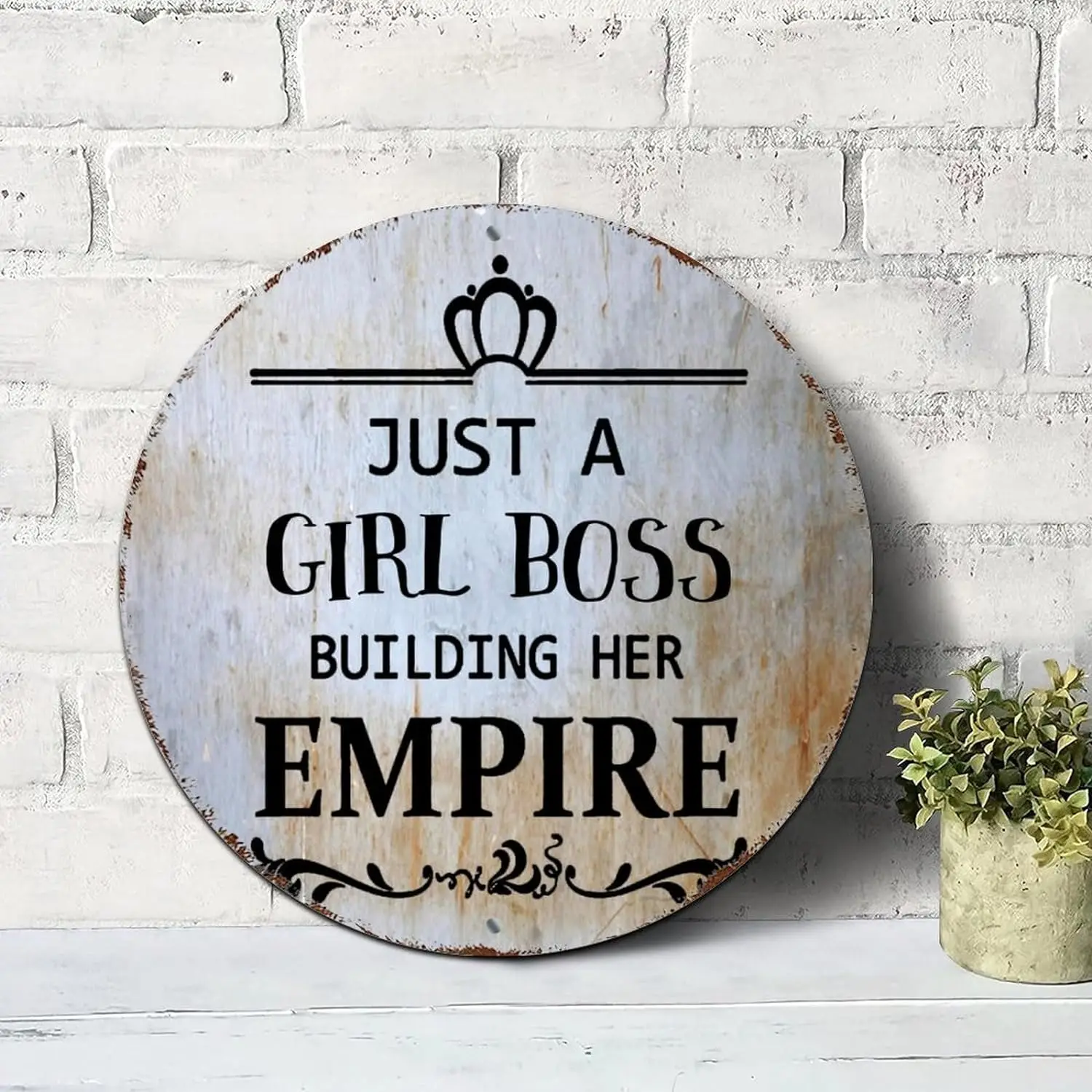 

Надпись «Just A Girl Building Her Empire» вдохновляющие высказки круглые жестяные знаки алюминиевые металлические знаки настенное искусство фермерский Декор