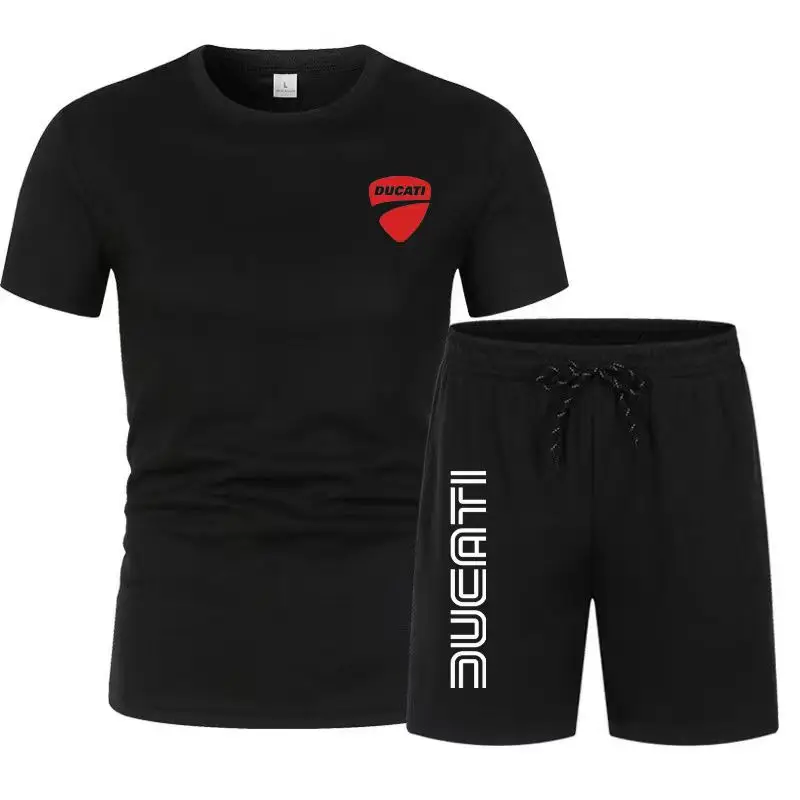 

Summer quick drying motorcycle round neck short sleeved shorts set