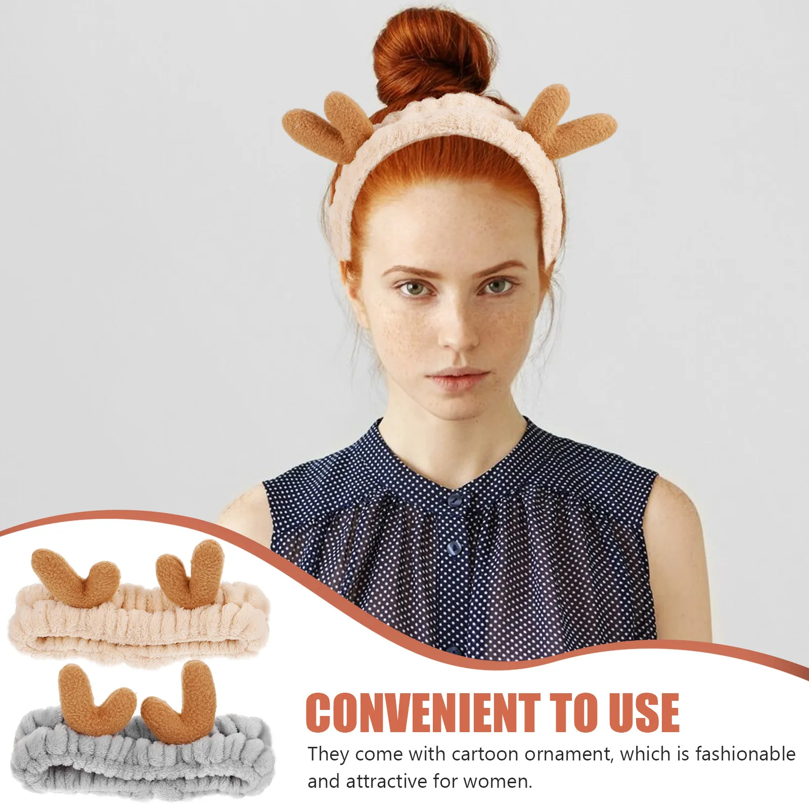 

2 шт. Премиальные дышащие женские повязки на голову с милым мультяшным декором, нескользящие эластичные повязки для умывания, спа-процедур, макияжа, йоги