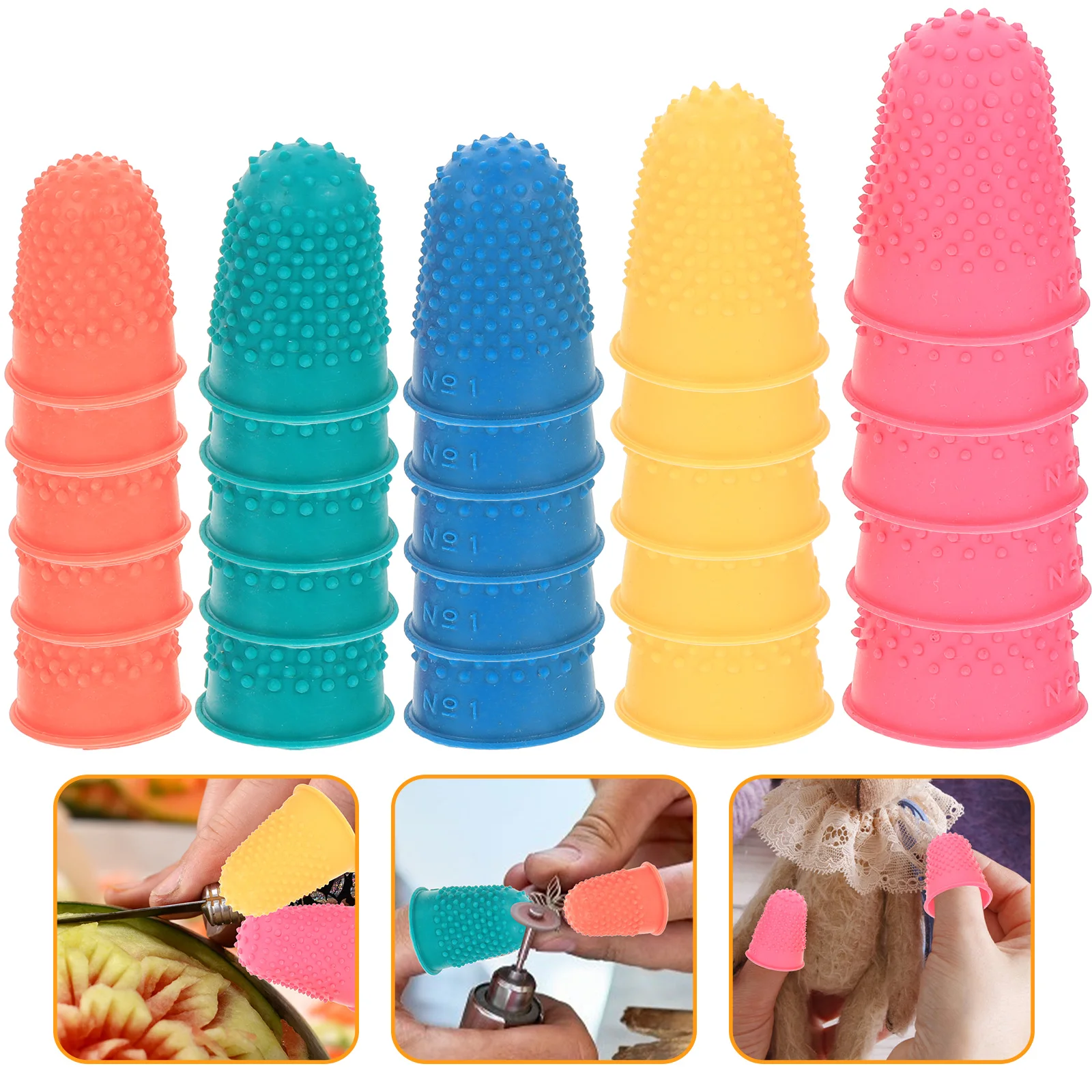 25 Pcs Rubber Non-Slip Finger Cot Covers Sleeves Thimble Protective Protector Accessory Thickened Cots