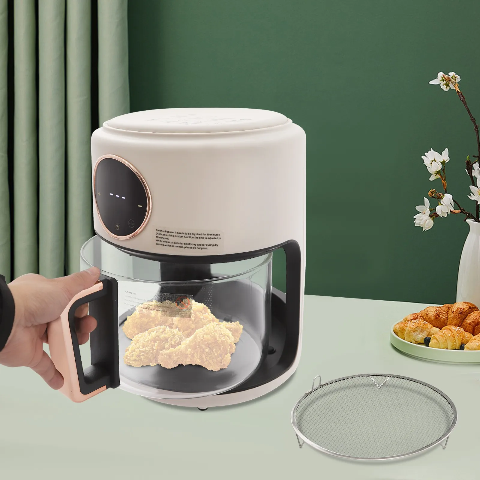 

Glass Air Fryer with View Window, 4.2L Capacity, for Healthy Cooking, Adjustable Temperature up to 392°F