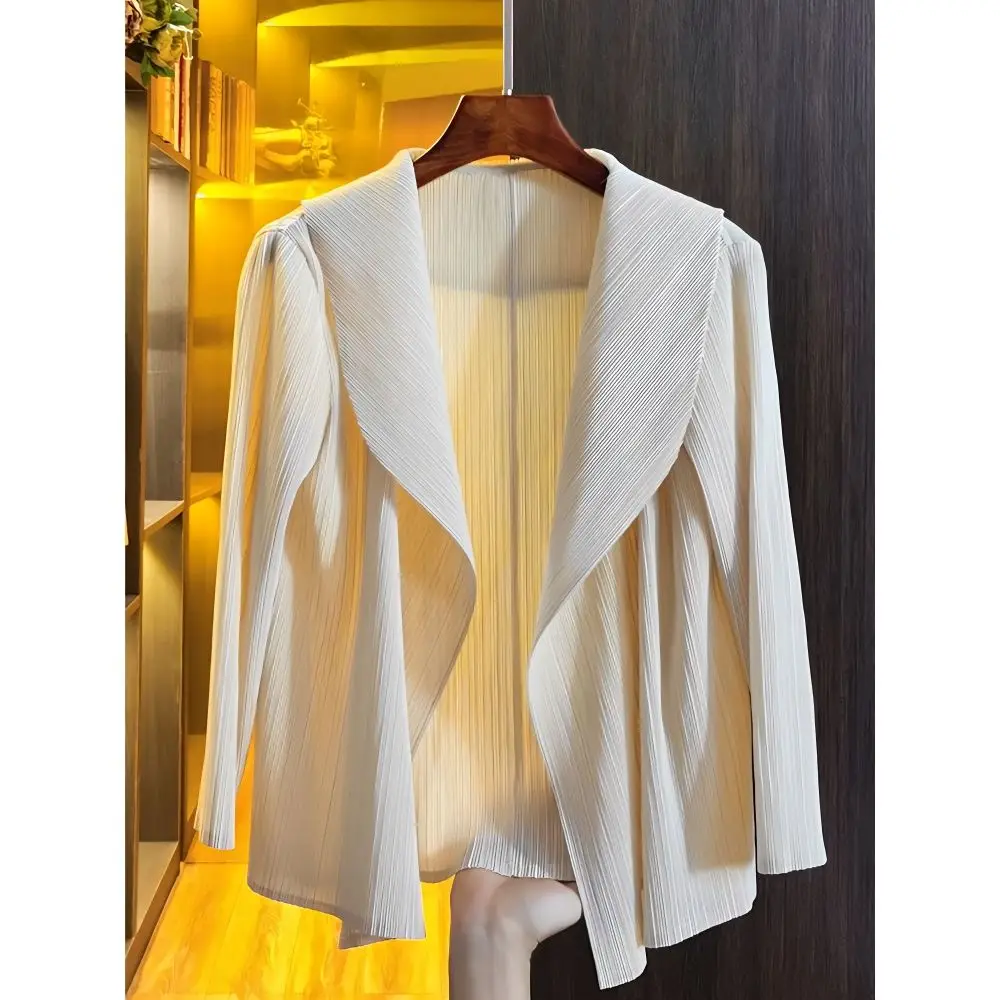 

Pleated Short Jacket Spring and Summer New Fashionable Temperament Women's Versatile Cardigan Fashionable Top for Women