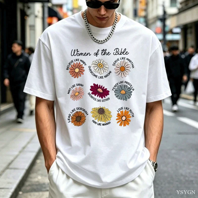Religious Woman of The Bible T-Shirt Men Women Christian Tee Religious Short Sleeve Round Neck Printed Tshirts Woman Clothing