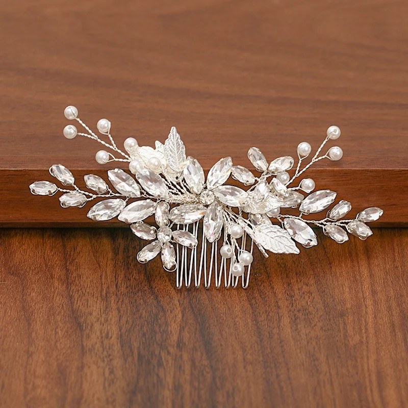 Silver Color Pearl Rhinestone Wedding Hair Combs Hair Accessories For Women Accessories Hair Ornaments Jewelry Bridal Headpiece image 5