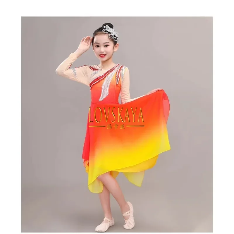 Robe de spectacle de danse moderne pour filles, tenue menstruelle, tenue de performance de danse classique, chorale pour enfants